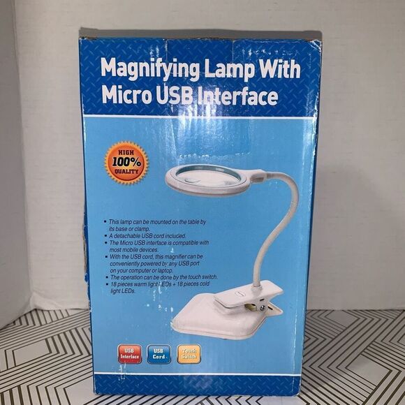 Magnifying Lamp with Micro USB Interface Mountable Touch Switch 3D + 12D New - Picture 1 of 6